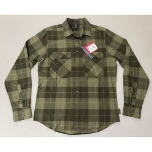 NWT Helly Hansen Men's Lokka Organic Flannel‎ Shirt S Green Plaid Button Up HH